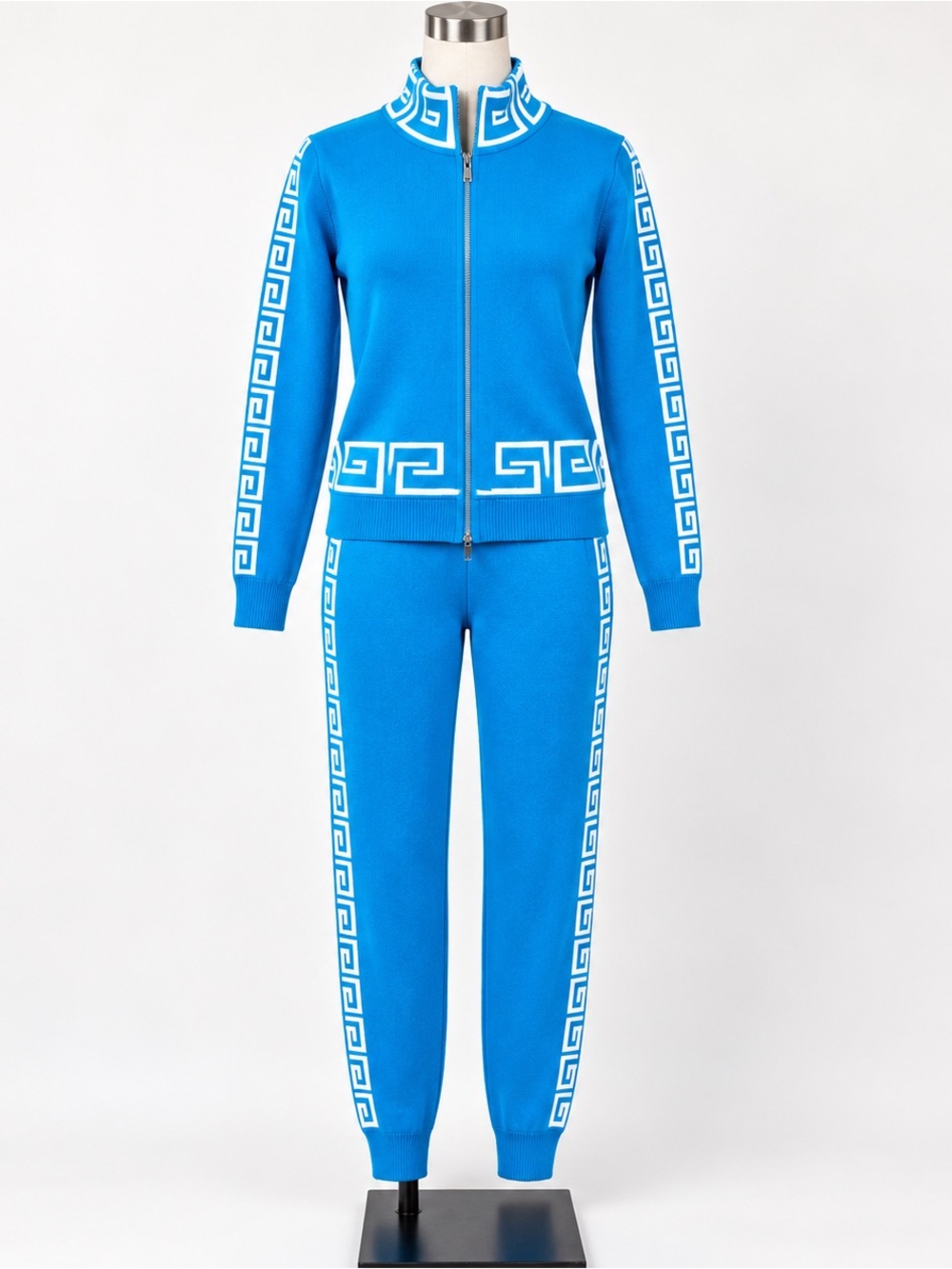 paris et moi turquoise greek key knit tracksuit set nwt one size medium fit